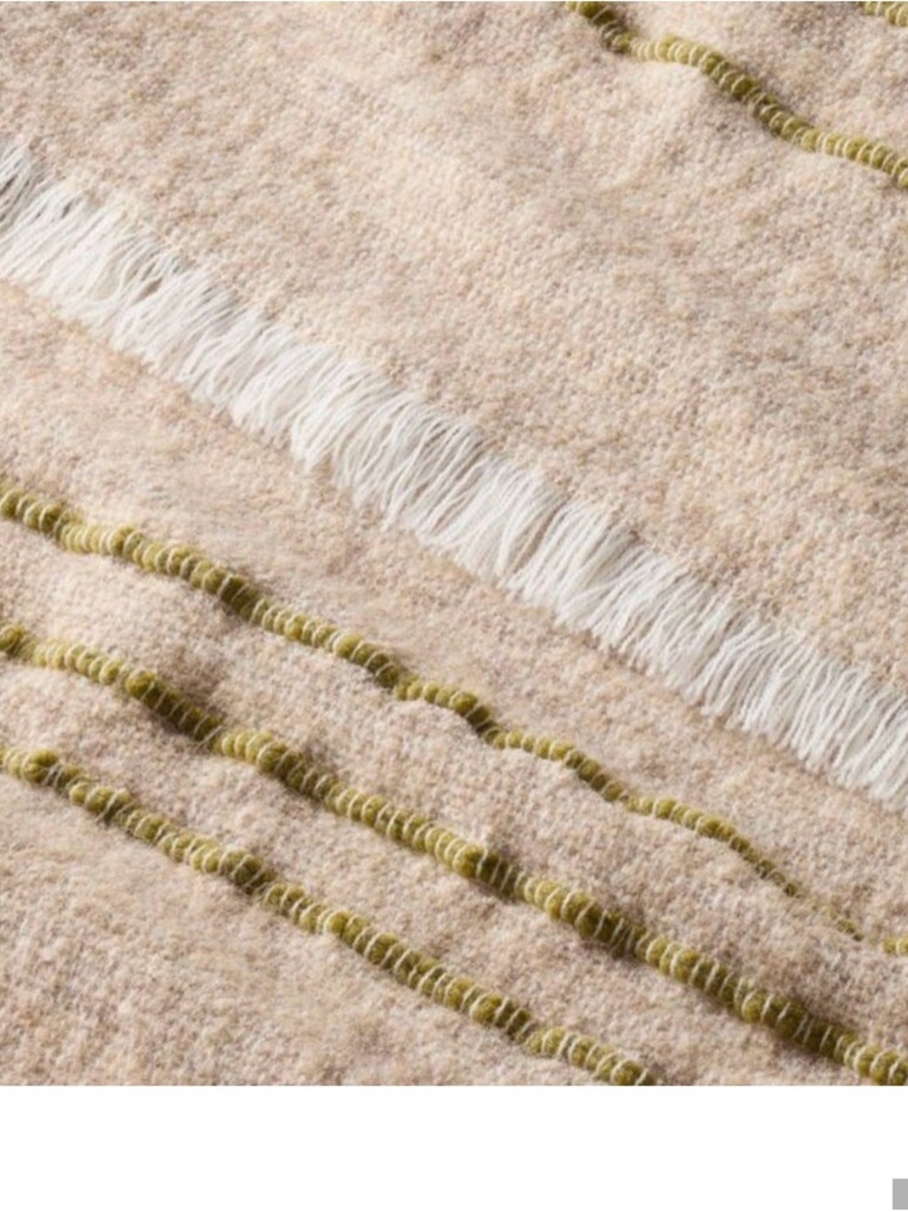 Hearth & Hand Tan Throw Blanket with Green Stripes - Picture 3 of 4